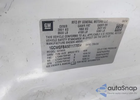 2014 Chevrolet Express 2500 Work Van from USA, damaged, VIN 1GCWGFBA5E1177854